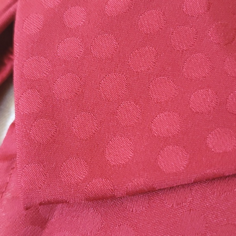 Ann Taylor Brick Red Polka Dot Jacquard Mock Neck Blouse XS Retro - Picture 7 of 8